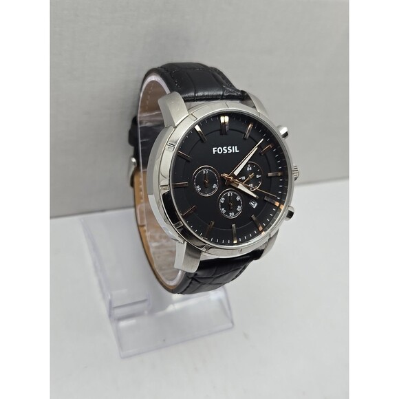 Fossil BQ1525 Mens Quartz Chronograph Watch Black Dial Leather Date New Battery - Picture 3 of 12